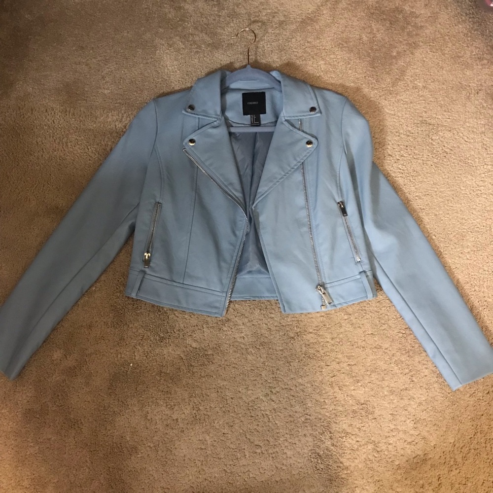 Forever 21 Baby Blue Faux Leather Jacket